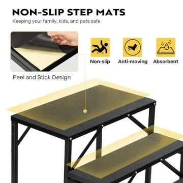 VIVOHOME RV Steps with Handrail, 3 Steps Mobile Home Ladder Portable Stairs for RV, Hot Tub, Outdoor Spa