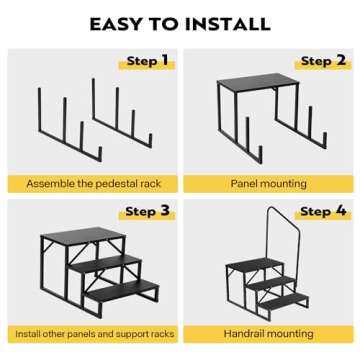 VIVOHOME RV Steps with Handrail, 3 Steps Mobile Home Ladder Portable Stairs for RV, Hot Tub, Outdoor Spa