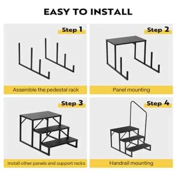 VIVOHOME RV Steps with Handrail, 3 Steps Mobile Home Ladder Portable Stairs for RV, Hot Tub, Outdoor Spa