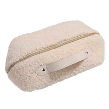 OpNelDum Makeup Bag - Large Capacity Travel Cosmetic Bag, Travel Toiletry Bag Cute Plush Makeup Pouc...