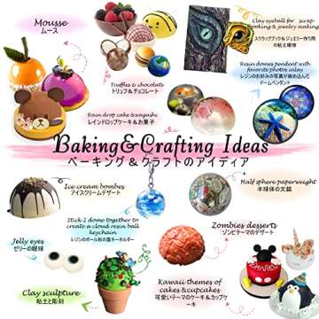 FUNSHOWCASE 15 Cavity Semi Sphere Half Round Dome Silicone Mold Chocolate Teacake Baking Tray, Orange