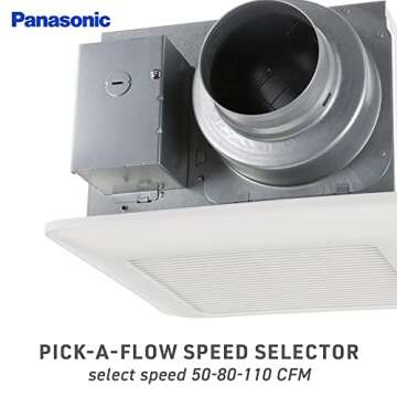 Panasonic FV-0511VQ1 WhisperCeiling DC - Bathroom Exhaust Fan with Speed Selector - SmartFlow Techno...