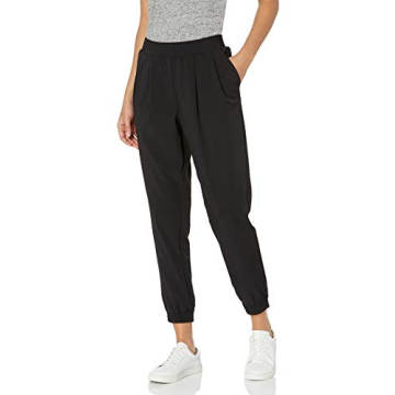 Daily Ritual Women's Fluid Stretch Woven Twill Relaxed-Fit Cuffed Jogger, Black, X-Small
