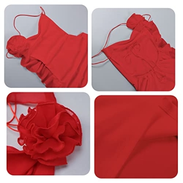 Babalet Backless Dress with 3D Flower Detail