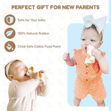 Spud The Frenchie Baby Teething Toys - Teether for Babies 0-12 Months - Baby Teething Relief - Chew and Teething Toys for Babies 6-12 Months - 100% Natural Rubber Baby Toys