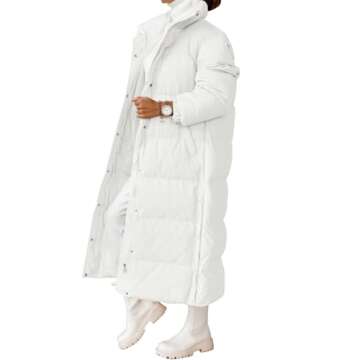 Zwurew Quilted Lightweight Womens Winter Coats Down Puffer Coat Zip Up Long Winter Coat White Puffer Jacket