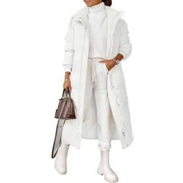 Zwurew Quilted Lightweight Womens Winter Coats Down Puffer Coat Zip Up Long Winter Coat White Puffer Jacket