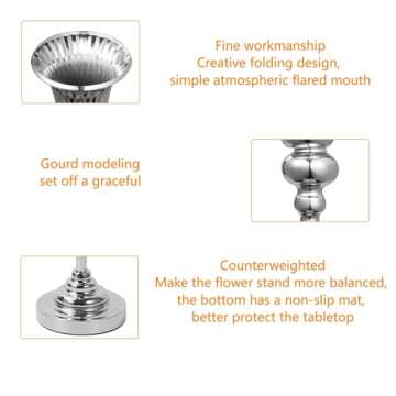 2 Pcs Metal Trumpet Vases for Centerpieces, Tabletop Flower Stand for Anniversary Celebration Wedding Party Dinner Road Lead Aisle Decorations, 82cm/32.2" Height