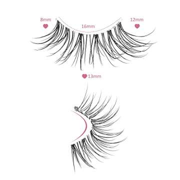 Onlyall Half Eyelashes Corner Lashes Natural Lashes Half Lashes Wispy End Lashes Corner Eyelashes 3/4 Lashes Clear Band Lashes 7 Pairs C25 (8MM-13MM)