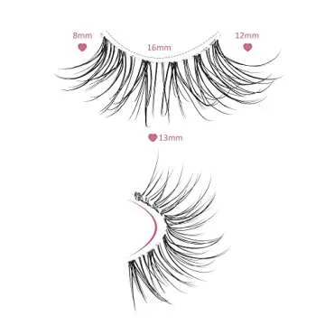 Onlyall Half Eyelashes Corner Lashes Natural Lashes Half Lashes Wispy End Lashes Corner Eyelashes 3/4 Lashes Clear Band Lashes 7 Pairs C25 (8MM-13MM)