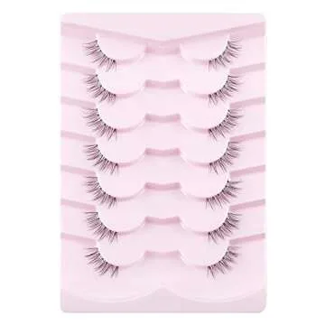 Onlyall Half Eyelashes Corner Lashes Natural Lashes Half Lashes Wispy End Lashes Corner Eyelashes 3/4 Lashes Clear Band Lashes 7 Pairs C25 (8MM-13MM)