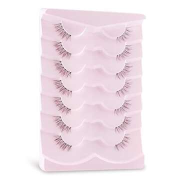 Onlyall Half Eyelashes Corner Lashes Natural Lashes Half Lashes Wispy End Lashes Corner Eyelashes 3/4 Lashes Clear Band Lashes 7 Pairs C25 (8MM-13MM)
