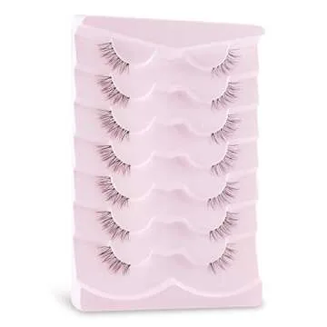 Onlyall Half Eyelashes Corner Lashes Natural Lashes Half Lashes Wispy End Lashes Corner Eyelashes 3/4 Lashes Clear Band Lashes 7 Pairs C25 (8MM-13MM)