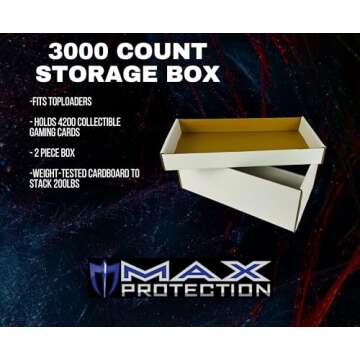 (4) SUPER Shoe 3-Row Storage Box (3000 Ct.) - Corrugated Cardboard Storage Box - Baseball,Football, Basketball, Hockey, Nascar, Sportscards, Gaming & Trading Cards Collecting Supplies by MAX PRO
