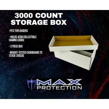 (4) SUPER Shoe 3-Row Storage Box (3000 Ct.) - Corrugated Cardboard Storage Box - Baseball,Football, Basketball, Hockey, Nascar, Sportscards, Gaming & Trading Cards Collecting Supplies by MAX PRO