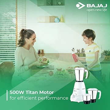 Bajaj Rex 500-Watt Mixer Grinder with 3 Versatile Jars