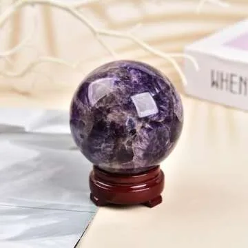JIC Gem Chevron Amethyst Crystal Ball for Healing & Decor
