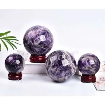 JIC Gem Chevron Amethyst Crystal Ball for Healing & Decor