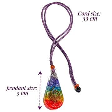 7 Chakra Orgonite Necklace - Healing Crystals Pendant with Adjustable Cords chakra necklaces for Women and Men with Carnelian & Black Obsidian Gemstones Necklace for Healing Self-Body Powers & Energy