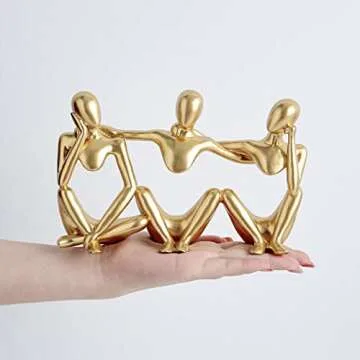 FJS Best Friends Statue Gold Home Decor for Friendship