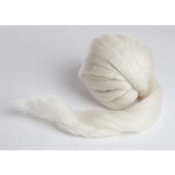 100% Natural White Wool Roving Top, 8 OZ Corriedale, from USA Mill, Best Core Wool for Needle Feltin...