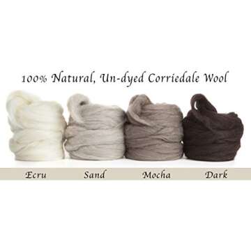 100% Natural White Wool Roving Top, 8 OZ Corriedale, from USA Mill, Best Core Wool for Needle Felting, Wet Felting, Spinning, Dryer Balls, Stuffing, Big Yarn Roving, 29.5 Micron, Un-Dyed