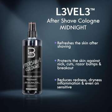 L3 Level 3 After Shave Spray Cologne - Softens Skin - Refreshes and Relieves Face and Skin - Moisturizing Formula Level Three After Shaving - 13.5 oz
