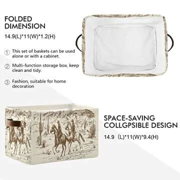 xigua Storage Basket Western Desert Cowboy Storage Bin with Handle, Large Storage Cube Collapsible for Shelves Closet Bedroom Living Room 1PC