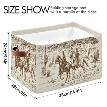 xigua Storage Basket Western Desert Cowboy Storage Bin with Handle, Large Storage Cube Collapsible for Shelves Closet Bedroom Living Room 1PC