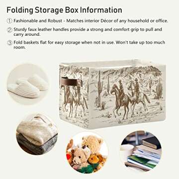xigua Storage Basket Western Desert Cowboy Storage Bin with Handle, Large Storage Cube Collapsible for Shelves Closet Bedroom Living Room 1PC