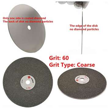 Diamond Grinding Disk 6" inch 150mm Faceting Flat Lap Disc Lapidary Sanding Discs Coated Grit 60 Coa...