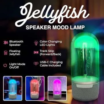 Wireless Express Jellyfish Mood Lamp with Bluetooth Speaker, Color Changing LED, Floating Jellyfish,...
