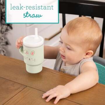 Infantino My 1st Tumbler – Adorable Miniature Tumbler with Leak-Resistant Straw and Toddler-Friendly Handle, Encourages Hydration, Easy to Clean, 9 fl. oz, Bunny