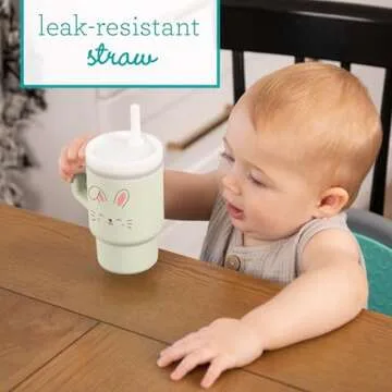 Infantino My 1st Tumbler – Adorable Miniature Tumbler with Leak-Resistant Straw and Toddler-Friendly Handle, Encourages Hydration, Easy to Clean, 9 fl. oz, Bunny