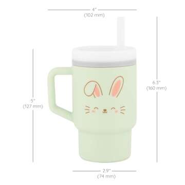 Infantino My 1st Tumbler – Adorable Miniature Tumbler with Leak-Resistant Straw and Toddler-Friendly Handle, Encourages Hydration, Easy to Clean, 9 fl. oz, Bunny