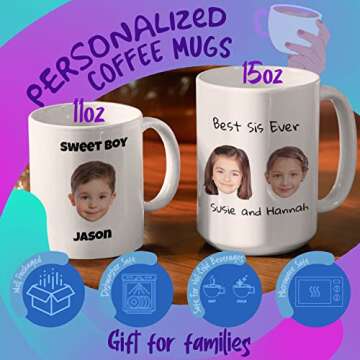 Gifts for Mom, Custom Mug with Your Baby's Face, Personalized Baby Face Mug w/Photo, Name and Title - 9 Mug Colors & 4 Font Options - Kids Photo Mug, Dad Birthday Gift