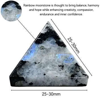 Amazing Gemstone Rainbow Moonstone Pyramid Crystal Healing Stones - 1-Inch Pyramid for Meditation, R...