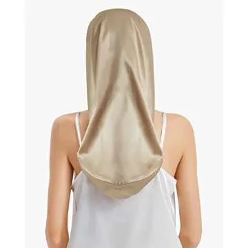 LILYSILK Mulberry Silk Sleep Cap 100% 19 Momme Long Silk Bonnet for Curly Hair, Night Cap for Sleepi...