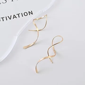 14K Gold Spiral Threader Earrings - Hypoallergenic Dangle