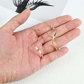 14K Gold Spiral Threader Earrings - Hypoallergenic Dangle