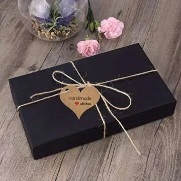 Handmade with Love Mini Gift Paper Tags, 200 pcs Heart-Shaped Brown Gift Labels with 99 ft Natural Jute Twin, Kindness for Gift Wrap, Wedding Favors by Hubhnb