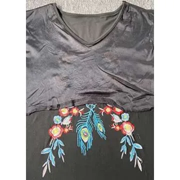 Melliflo Short Sleeve Mexican Tee Shirts for Women Floral Embroidered Loose Tops Ethnic Style Boho T-Shirts