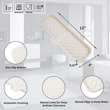 MicoYang Silicone Bathroom Soap Dishes with Drain Spout-Bathroom and Kitchen Sink Organizer,Sponge H...