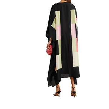 Designer Boat Neck Printed Softy Silk Caftans for Women Occasion Party Wear Black Kaftan Dress, Long...
