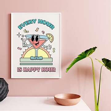 Palettes and Prints Retro Wall Art for Room Aesthetic, Preppy Posters, Preppy Room Decor, Bar Cart Decor, Retro Wall Decor, Preppy Wall Decor, Apartment Art, Retro Posters, Trendy Wall Art (Unframed)