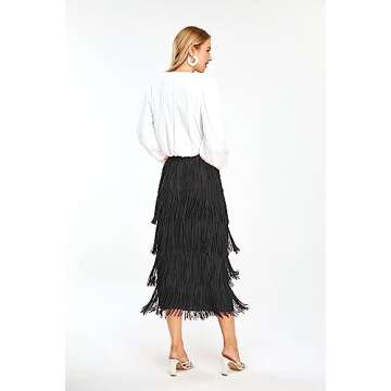 Kisidoo Women's High Waist Fringe Pencil Skirt - Stylish and Elegant