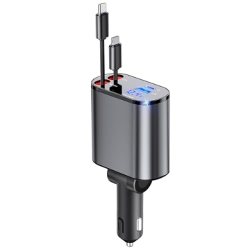 Retractable 4 in 1 Fast Car Charger 66W