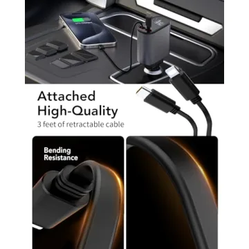 Retractable 4 in 1 Fast Car Charger 66W