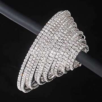 7 Pairs Gold Silver Big Sparkly Crystal Hoop Earrings Set 3-10cm Large Round Party Earrings Set Jewelry for Gift Bridal Wedding Date (silver)