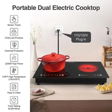 VBGK 24-Inch Electric Cooktop - 2 Burner, 2200W